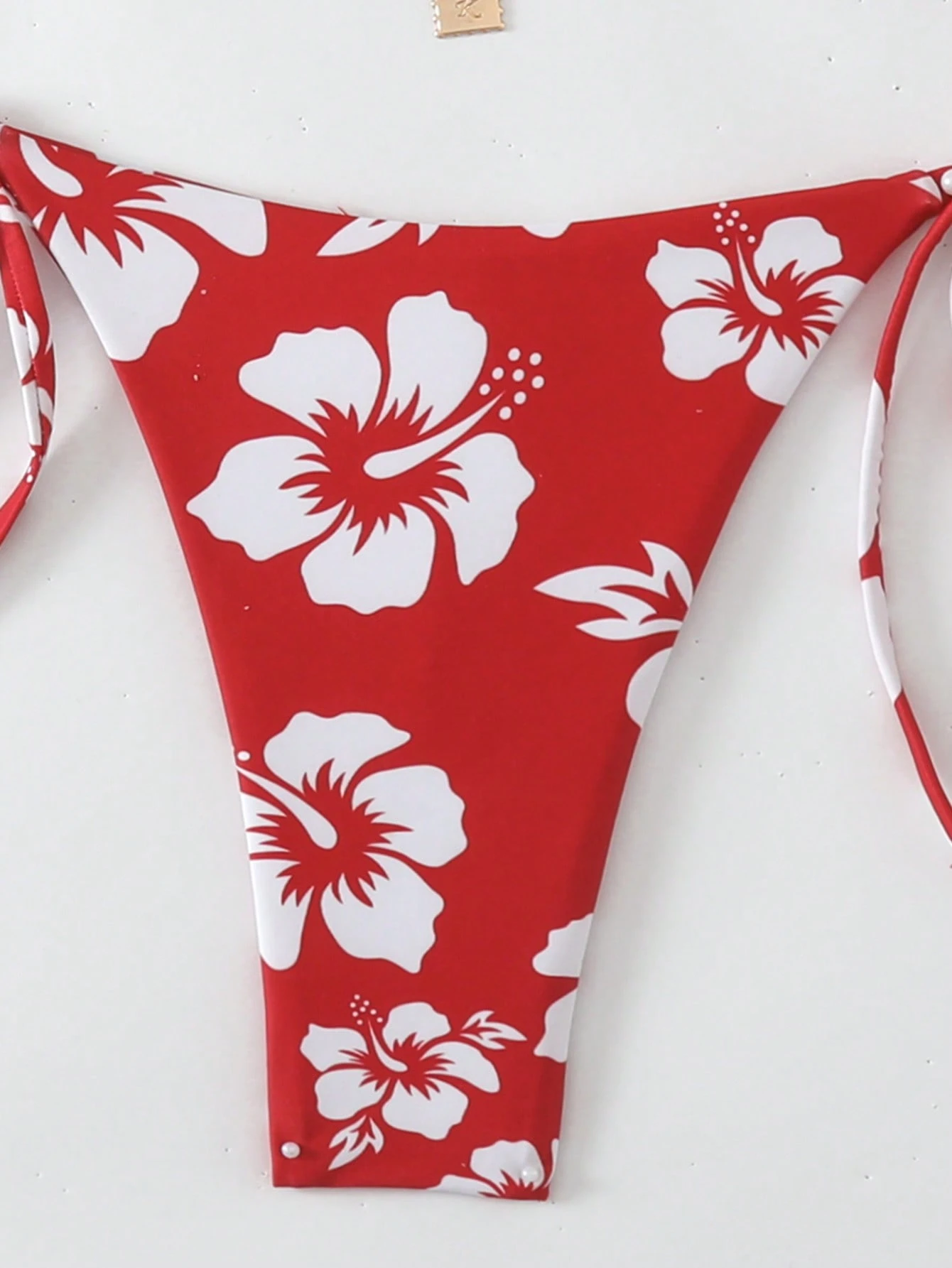Swim Mod Set de bikini de 2 piezas con estampado aleatorio, top con tirantes y espalda descubierta y shorts de natación con atadura lateral, para playa y vacaciones de verano - Imagen 3