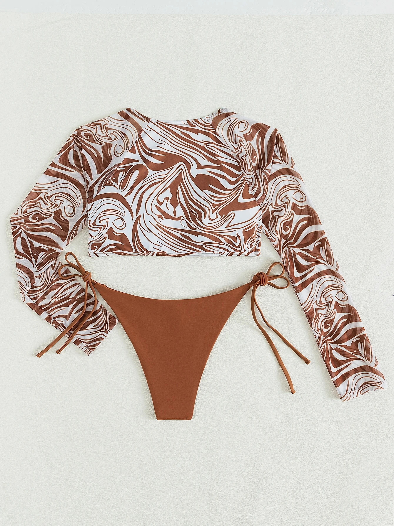 Swim SXY Conjunto de bikini de 2 piezas con parte superior de manga larga con detalle de copa y Botto - Imagen 4