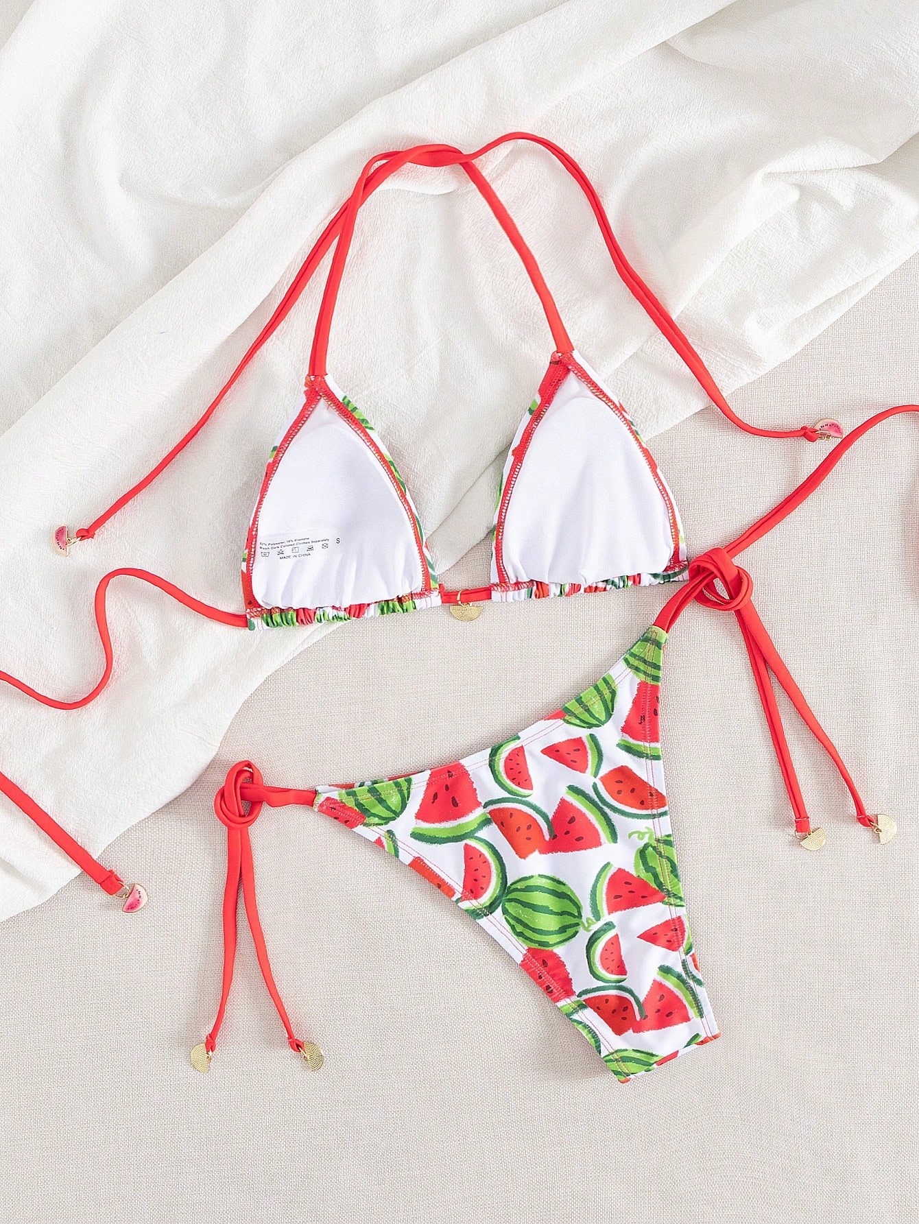 Swim Vcay 2 piezas Traje de baño con estampado de sandía sexy para mujer, conjunto de bikini dulce y lind - Imagen 3
