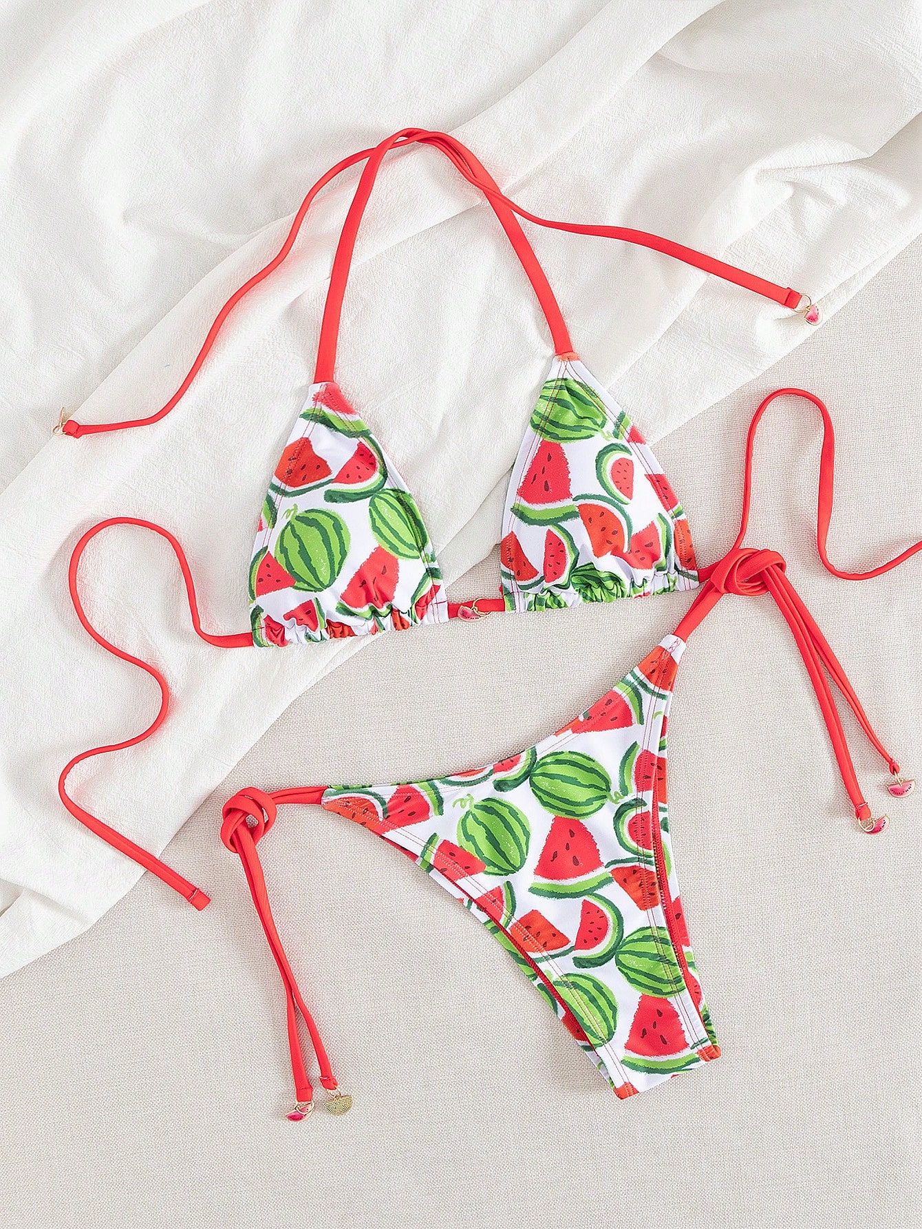 Swim Vcay 2 piezas Traje de baño con estampado de sandía sexy para mujer, conjunto de bikini dulce y lind - Imagen 5