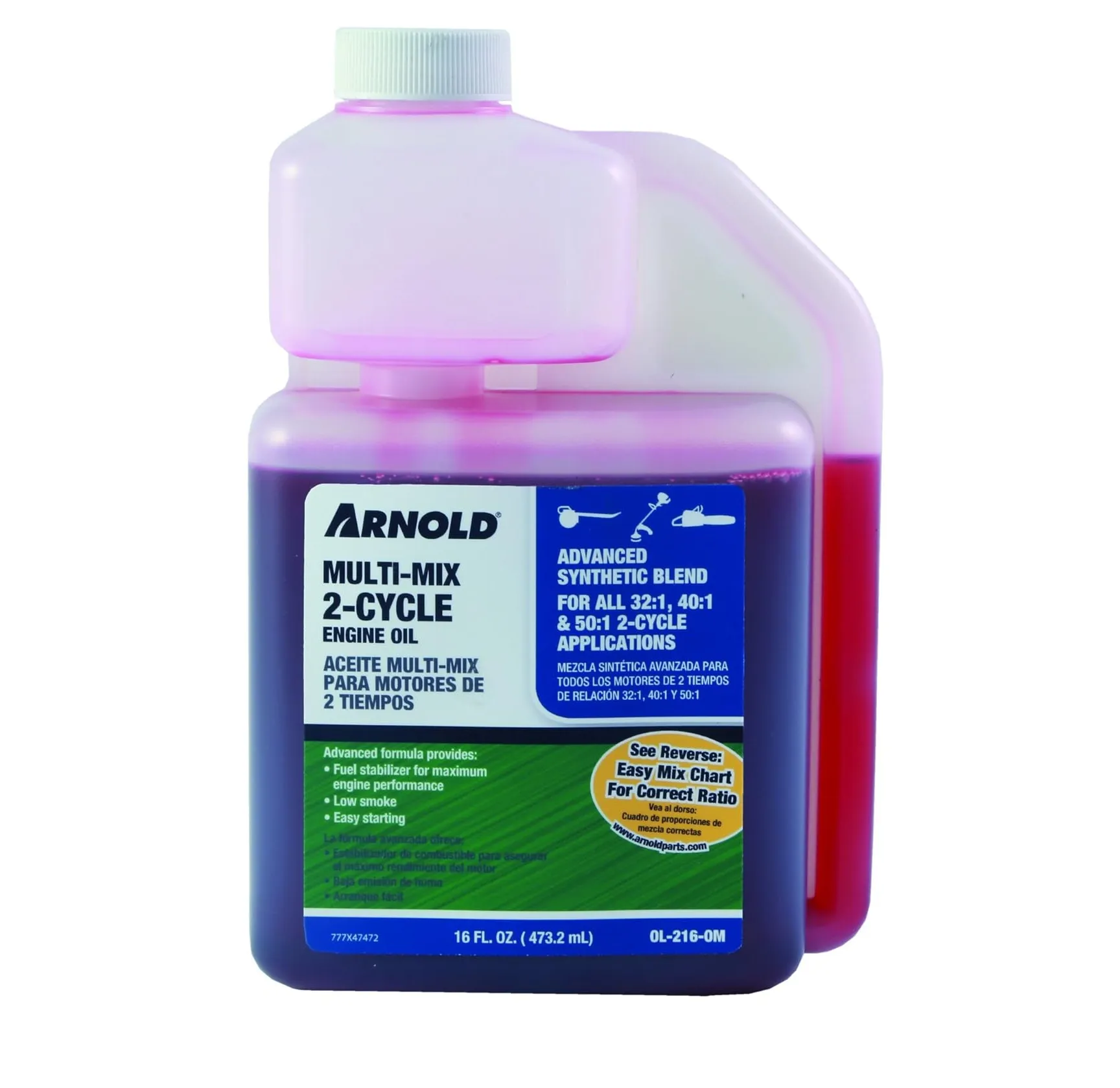 81kVP0Ako6L._AC_SL1500_ Aceite 2 tiempos botella de plástico Tip N Measure, 16 oz. Arnold - Imagen 1