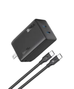 Cargador Rápido 1Hora GAR170 45W GaN con Doble Puerto USB-C y Cable Tipo C