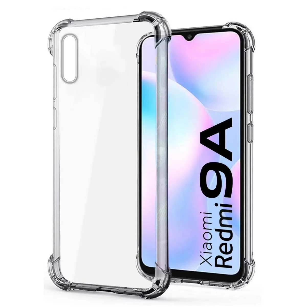 1019481_for-xiaomi-redmi-9a-transparent-6d-crystal-silicone-bumper-case-antishock-corner-clear-back-cover-ph Cover de Xiaomi Redmi 9A - Transparente - Imagen 1