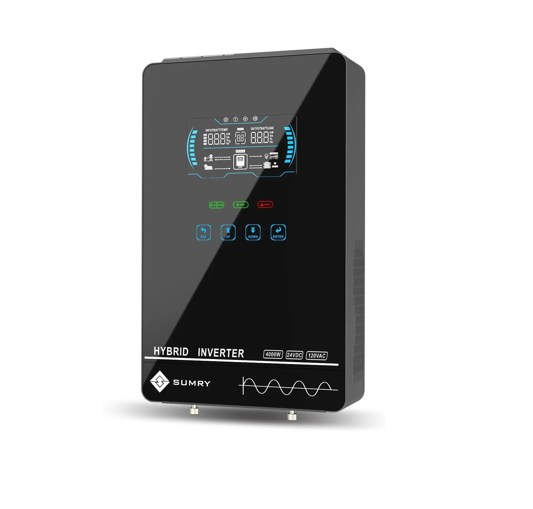 d45b7d39-8686-41cf-945e-03ead35449d9.jpg Inversor Solar Híbrido SUMRY 4000W 24V a 120V Onda Pura con MPPT 140A y Pantalla LCD Táctil - Imagen 1
