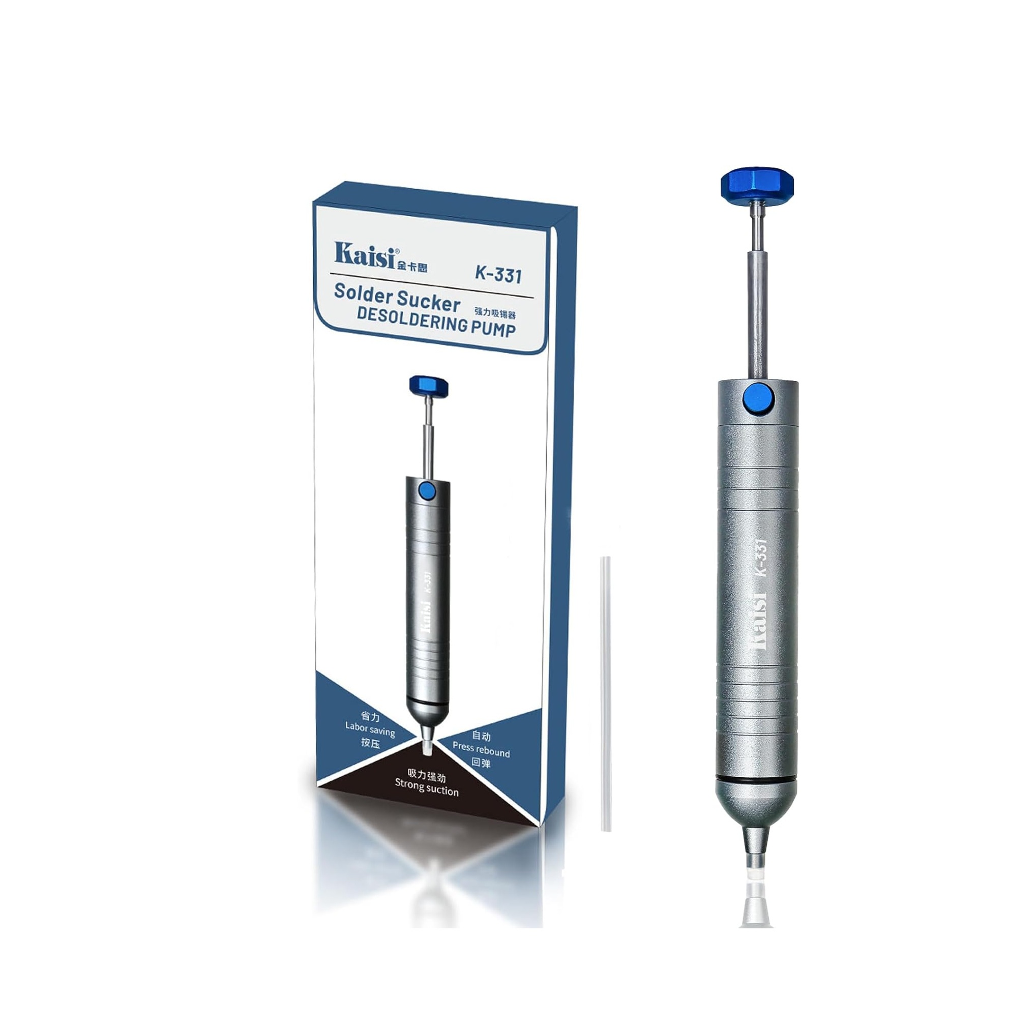 61wsrCUZ0QL._AC_SL1500_.jpg Kaisi – Bomba de Desoldadura Manual | Succión al Vacío Potente | Punta Antibloqueo + Tubo de Silicona Resistente al Calor - Imagen 1