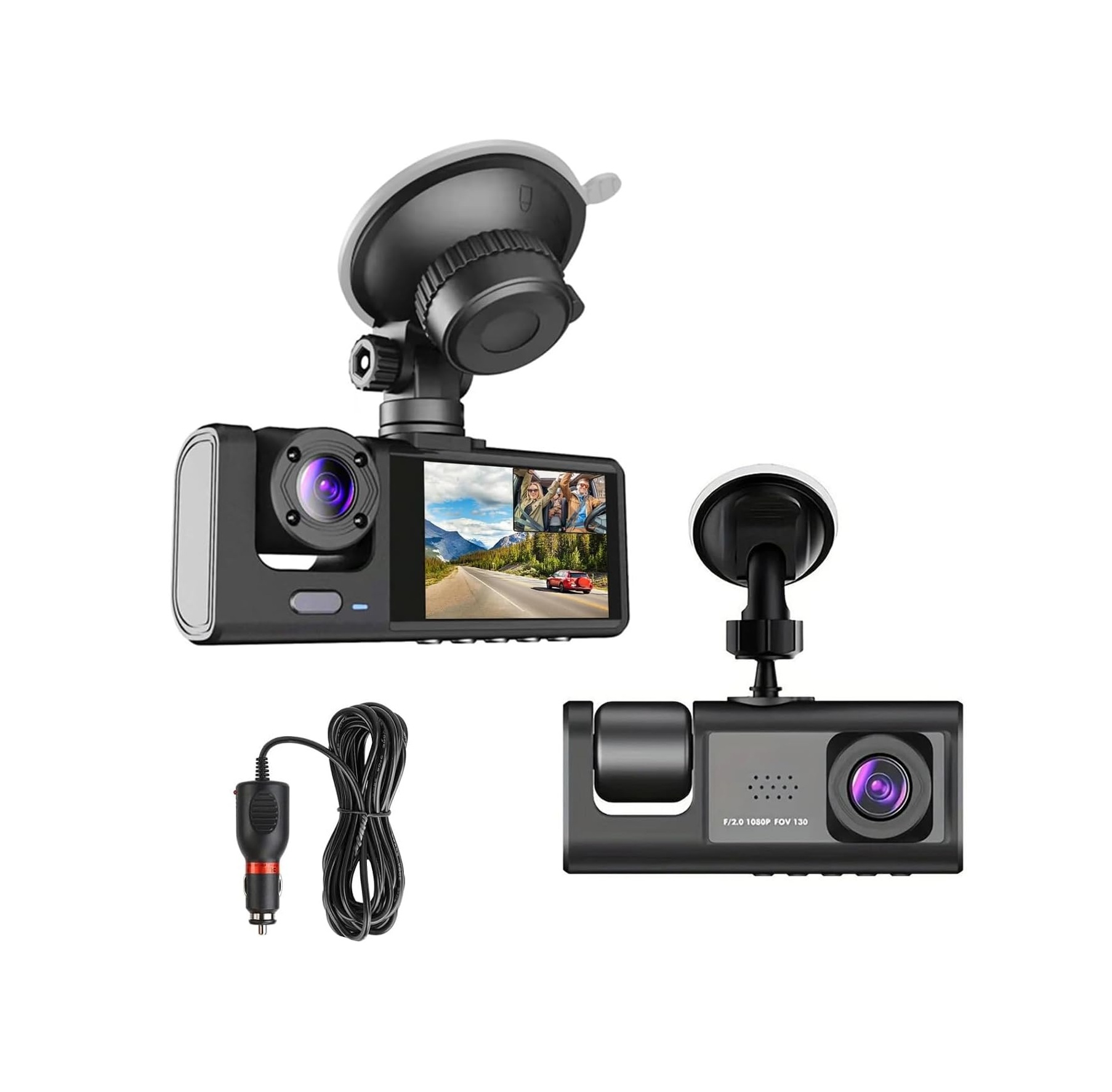 617EsRbrTqL._AC_SL1500_-1.jpg Cámara de tablero dual para coche delantera e interior Dash Cam grabadora de video de seguridad con audio 1080P - Imagen 1