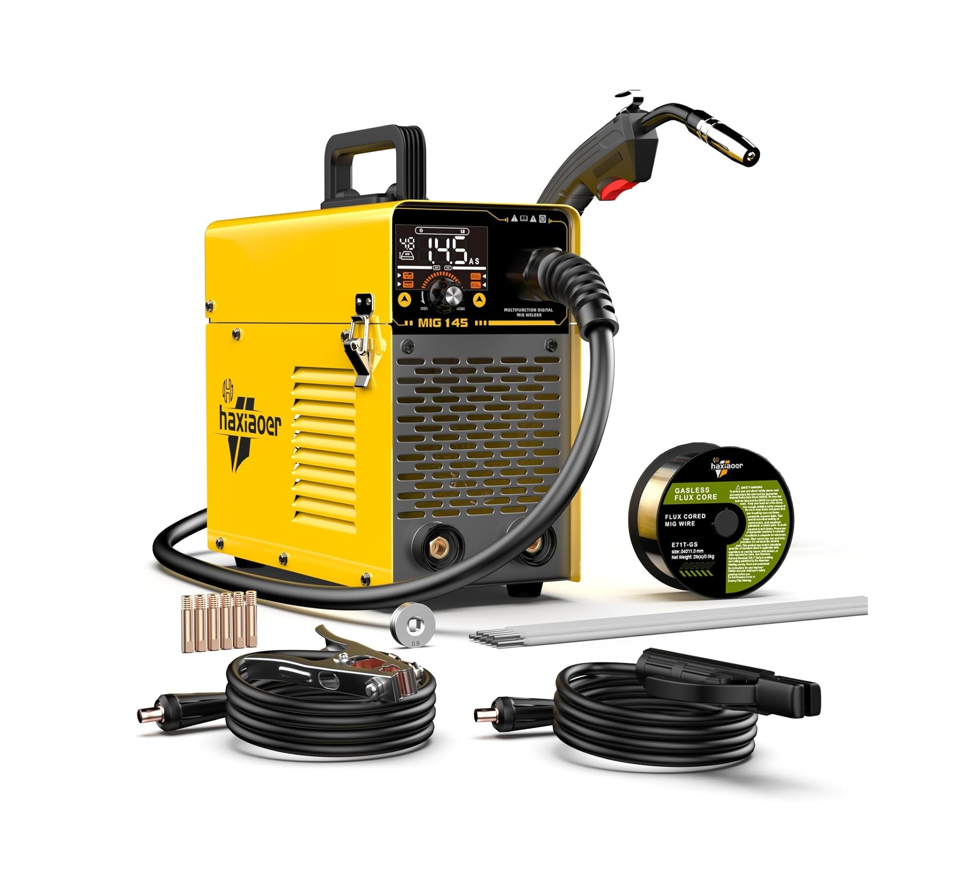 715KEJx5HL._AC_SL1500_-1.jpg Soldador MIG 145A haxiaoer 3 en 1 – MIG/Lift TIG/Stick 110V Portátil - Imagen 1