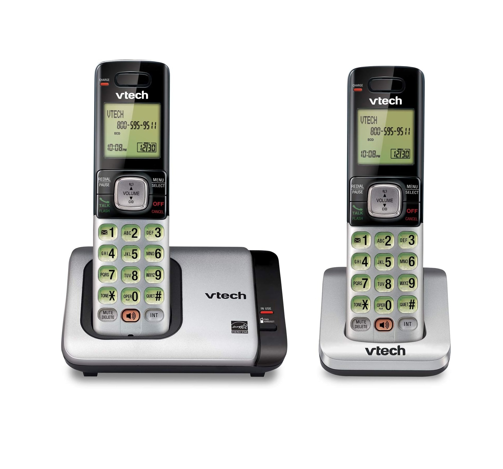 71HLNfFVCcL._AC_SL1500_.jpg Teléfono Inalámbrico VTech DECT 6.0 con Identificador de Llamadas - Plata/Negro (2 Auriculares) - Imagen 1