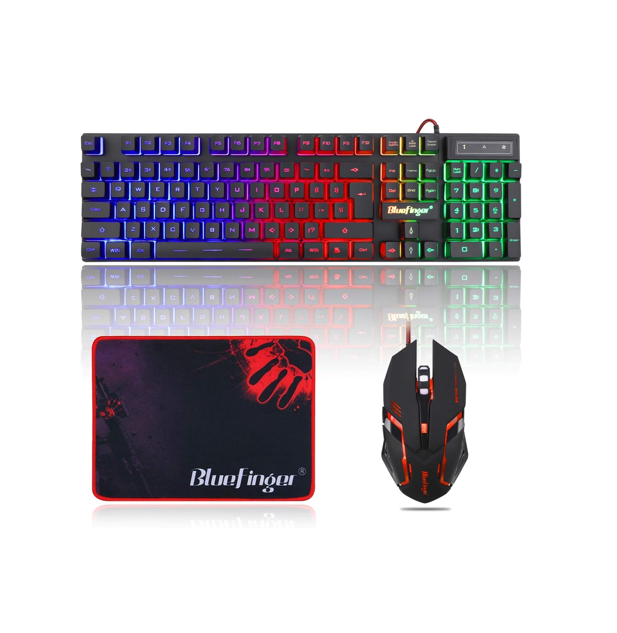 71aSlVFCkNL._AC_SL1500_.jpg BlueFinger Combo Gamer RGB Teclado Retroiluminado + Mouse Gaming LED + Alfombrilla USB para PC y Laptop - Imagen 1