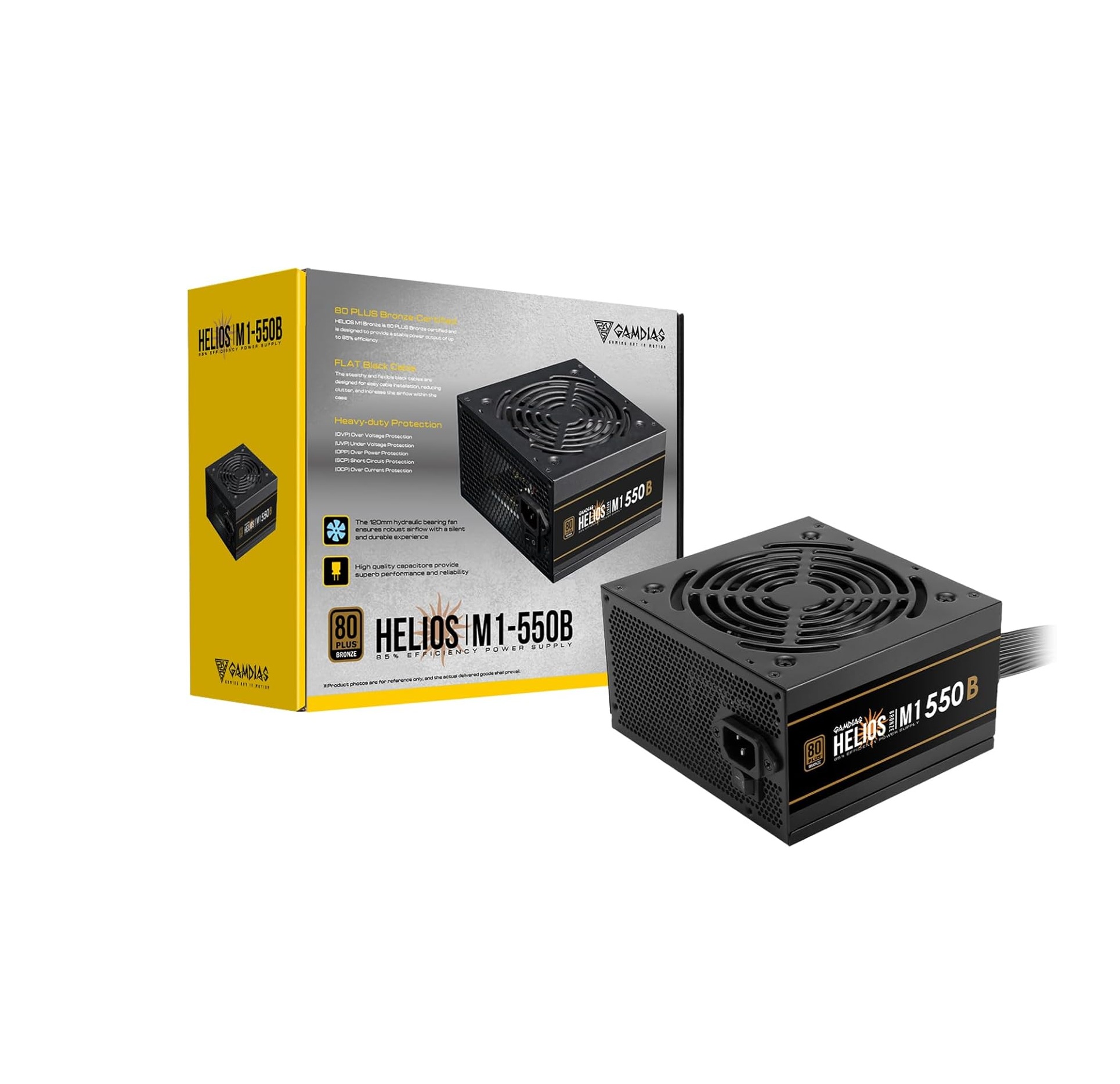 71i6QSdj2IL._AC_SL1500_.jpg Fuente de Poder GAMDIAS Helios M1-550B – 550W ATX, 80 PLUS Bronze - Imagen 1