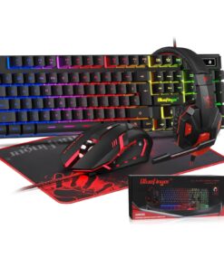 BlueFinger Combo Gamer RGB 4 en 1 Teclado Retroiluminado + Mouse Gaming + Auriculares con Micrófono + Alfombrilla