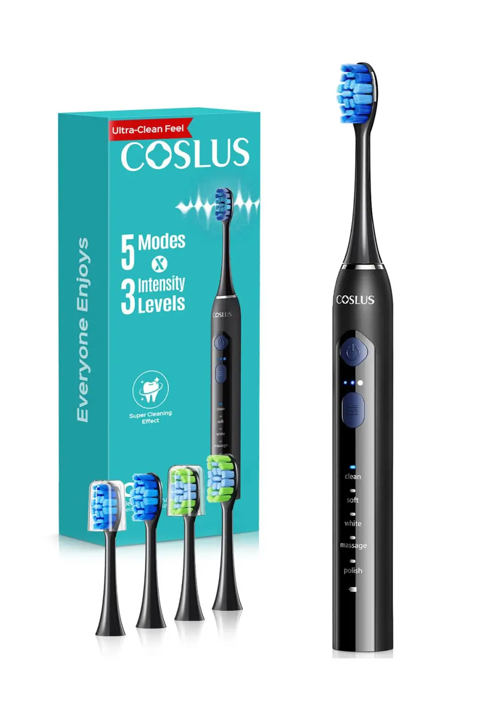 61bhnwi7P6L-1.webp Cepillo de dientes eléctrico sónico COSLUS para adultos, 5 modos y 3 intensidades - Imagen 1