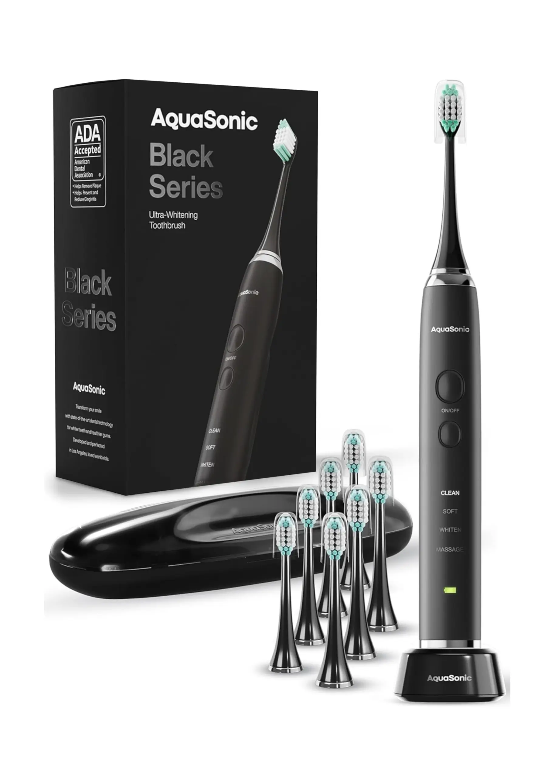 71sZ7M1OHwL-1.webp Cepillo de dientes eléctrico Aquasonic Black Series con 8 cabezales y estuche de viaje - Imagen 1