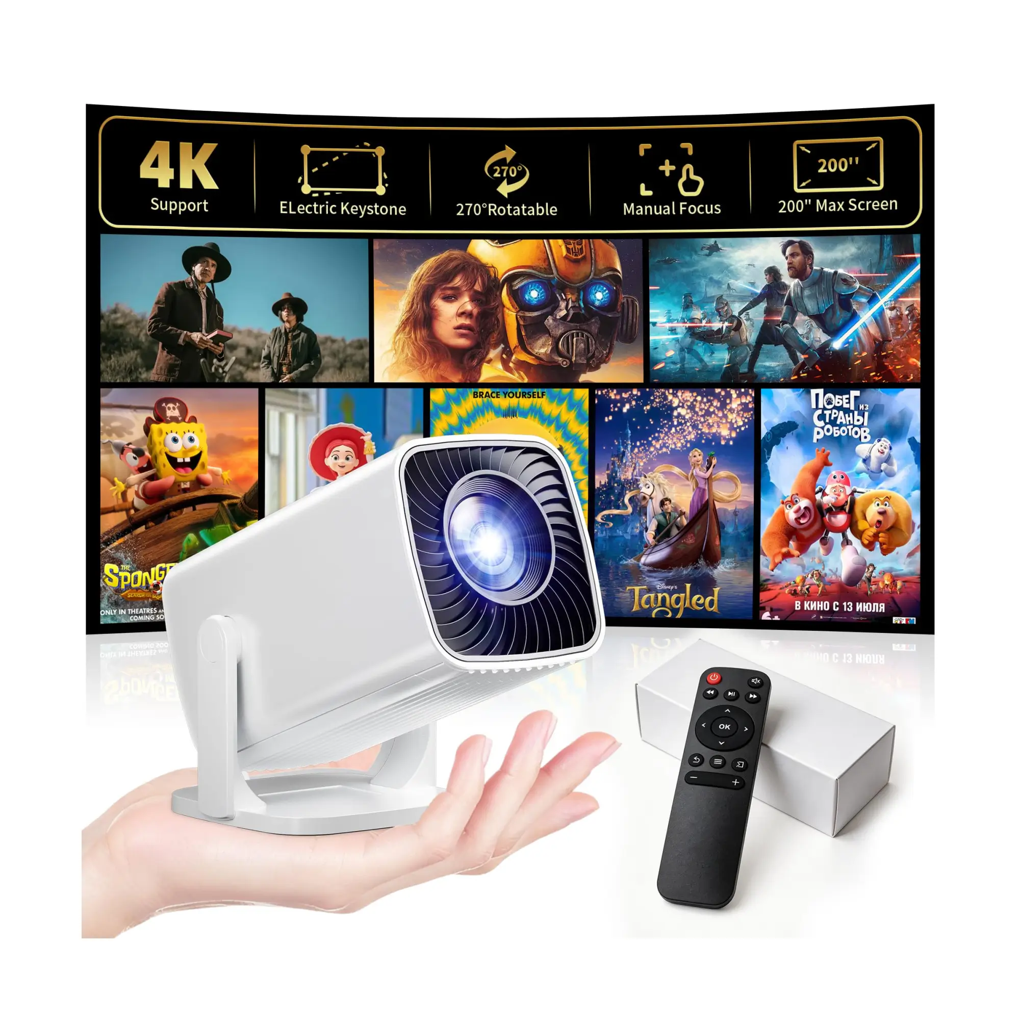 81ApXwnnfaL.webp Mini proyector, proyector portátil compatible con 4K, proyector para exteriores Full HD 1080P - Imagen 1