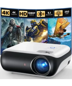 Proyector portátil HAPPRUN Full HD 1080p con Bluetooth y altavoces integrados